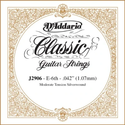 Image of D&#039;Addario Classics Rectified Moderate Tension Single Sixth String for Classical Guitar