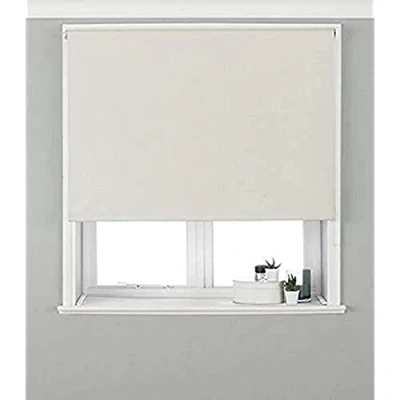 Image of Riva Home Eclipse Blackout Roller Blind, Polyester, Ivory, 122 x 162cm
