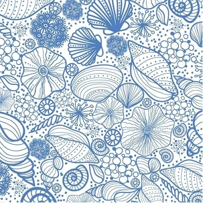 Image of 20 Napkins Pattern on Shells Table Decoration Decoupage Napkin Technology 33 x cm