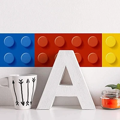 Image of ufengke Building Blocks Wall Stickers Skirting Board Decals Art Decor for Kids Bedroom Living Room Nursery