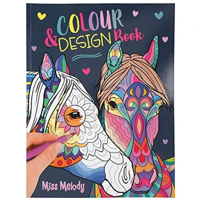 Image of Depesche 11648 Miss Melody Design, Colouring Book with 40 Dreamlike, Pre Printed Horse Motifs, Approx. 28 x 21.5 0.8 cm, Multicoloured, STK