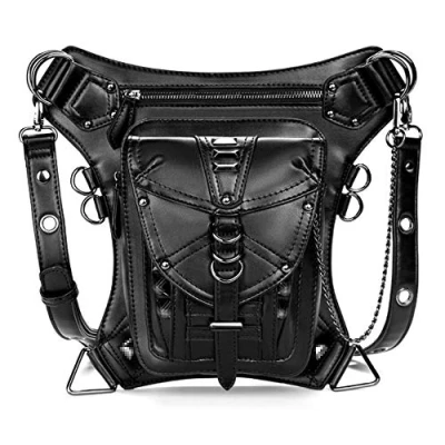 Image of Rullar Halloween Waterproof Waist Bag Tactical Drop Leg Outdoor Bike Cycling Hiking Fanny Pack Hip/Thigh Pouch Shoulder Crossbody Black