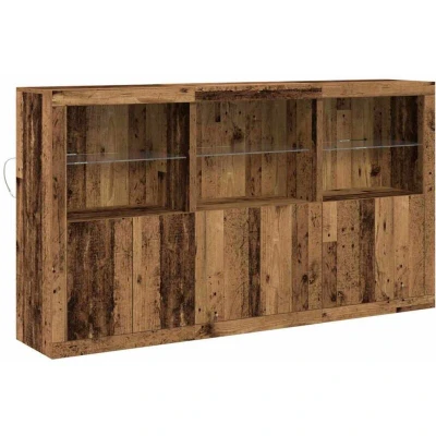 Image of vidaXL Sideboard with LED Lights Old Wood 181.5x37x100 cm Engineered