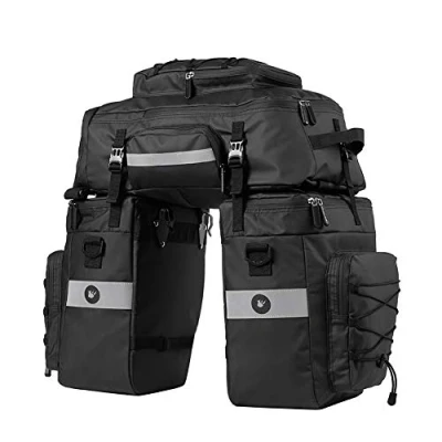 Image of PELLOR 75L MTB Bike Pannier Bags Rear Bag Waterproof 3 in 1 Bicycle with Rain Cover (Black)