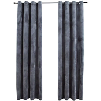 Image of vidaXL Blackout Curtains with Rings 2 pcs Velvet Anthracite 140x175 cm