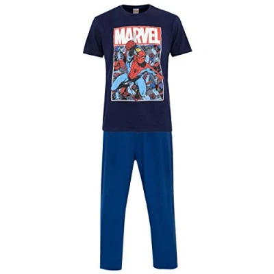 Image of Marvel Mens Spiderman Pyjamas Blue Size X Large