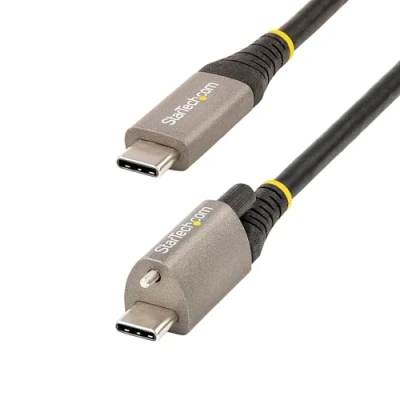 Image of StarTech.com 3ft (1m) Top Screw Locking USB C Cable 10Gbps 3.2 Gen 2 Type 100W (5A) Power Delivery Charging, DP Alt Mode Single Lock, Cord Charge/Sync (USB31CCTLKV1M)