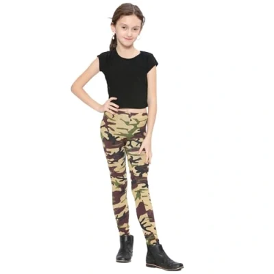 Image of FNA FASHIONS Girls Footless Neon Colours Dance Leggings 5 12 Years (Camouflage, 9 10 Years)