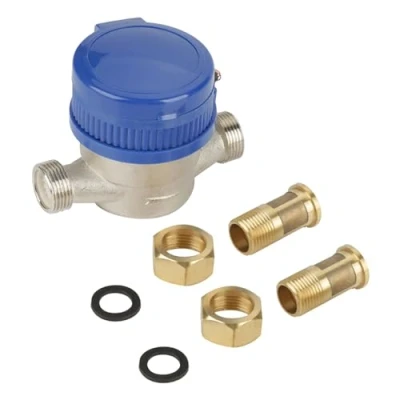 Image of Cold Water Meter 15mm 1/2 inch Arbitrary Rotation Function Flow with Fittings for Garden &amp; Home Usage
