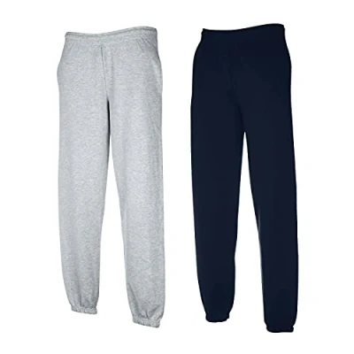 Image of Fruit of the Loom Men&#039;s Sports Trousers, 1 x deep navy elastic + grey Hl purchase notepad, L