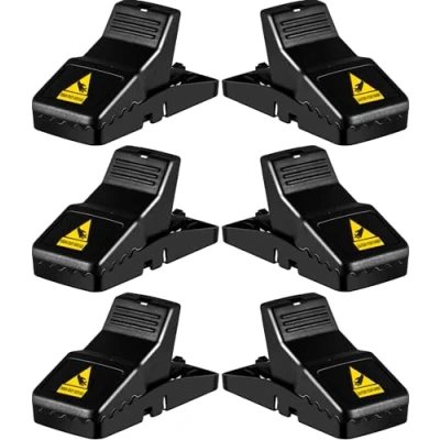 Image of Feeke Rat Trap, Large Mouse Traps, Traps Indoor for Home, Instant Kill Pest Control Chipmunk, Quick Set Up and Reusable 6 Pack, Black