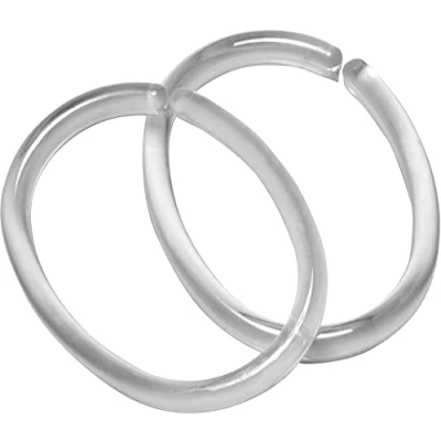 Image of Sealskin Clips Shower Curtain Rings, Polypropylene, Transparent, 4.7 x 6.2 0.7 cm