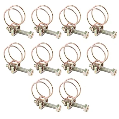 Image of Double Wire Hose Clips, Akozon 10pcs Water Clamp Barb Pipe Tube Clips Adjustable Clip Hoop Plumbing Fastener(16 19 mm)