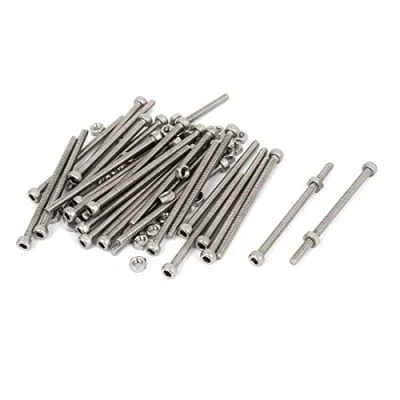 Image of Sourcingmap M3x50mm Hex Socket Head Knurled Cap Screws Bolts Nuts Set 30Pcs