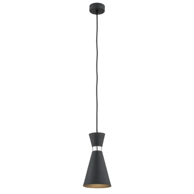 Image of Lukka Dome Pendant Ceiling Light Black Structure, Chrome