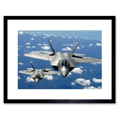Image of Wee Blue Coo Military Air Plane Fighter Jet F22 Raptor Tyndall Framed Wall Art Print