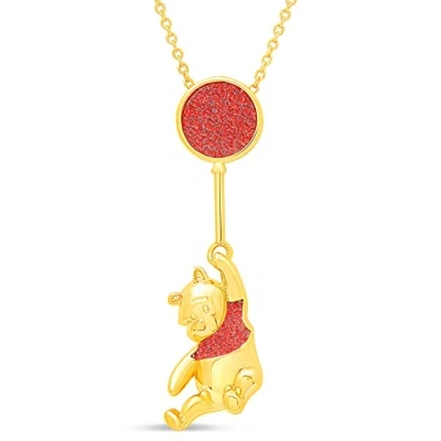 Image of Disney Classics Winnie The Pooh Yellow Gold Plated Slider Necklace, Official License