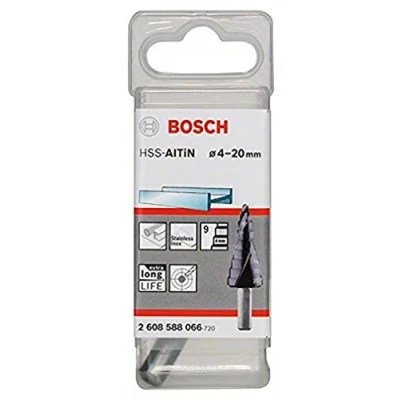 Image of Bosch 2608588066 4/6/8/10/12/14/16/18/20 mm HSS AlTiN Step Drill Bit