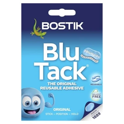 Image of Bostik Blu Tack, Multipurpose Reusable Adhesive, Clean, Safe &amp; Easy to Use, Non Toxic, Handy Size, Colour: Blue