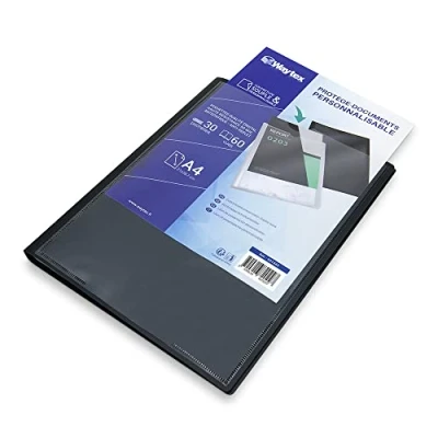 Image of WAYTEX 931443 Document Protector A4 Customisable 60 Views 30 Pockets Polypropylene Cover Black