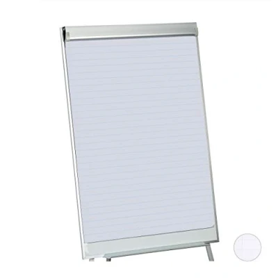 Image of Relaxdays Flipchart, Lined Presentation Paper Roll, Pad of 50 Sheets, 60 g/m², 6 Perforations, 57.5 x 81 cm, White, 0.5 cm