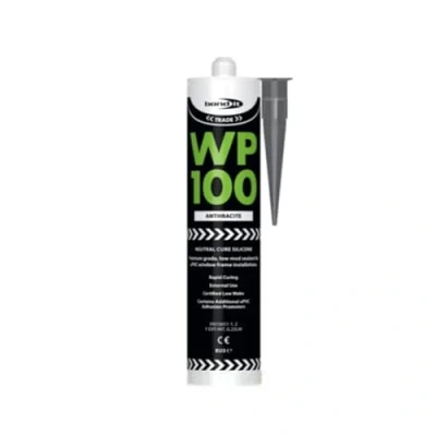 Image of WP100 Silicone Sealant Seal Rapid Coloured Cure Mastic External Door Windows EU4 Bath Shower Basin Window Frames Quick Drying (Anthracite)