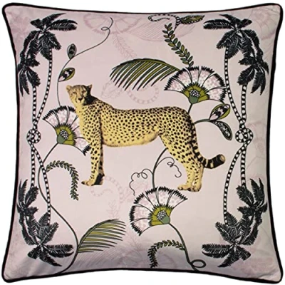 Image of Paoletti Tropica Cheetah Cushion, Blush, 45 x cm