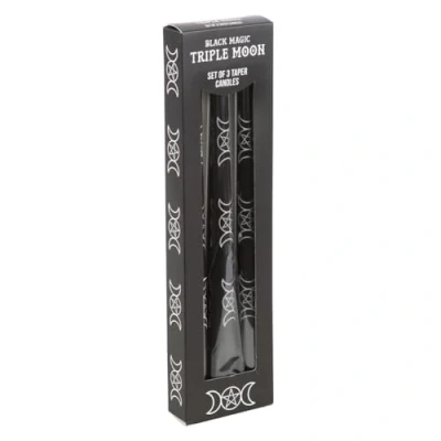 Image of Pack of 3 Black Taper Candles
