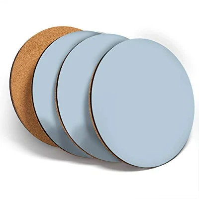 Image of Destination Vinyl ltd Great Coasters (Set of 4) Round Light Blue Duck Egg Colour Block Drink Glossy Coasters/Tabletop Protection for Any Table Type #45543