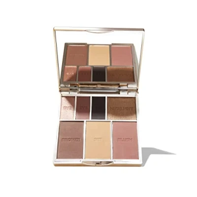 Image of Bare Basics Face &amp; Eye Palette from Sculpted by Aimee (Nude 02) Travel Friendly, Nude Look Eyeshadow, Highlight, Bronzer, Blush Setting Powder