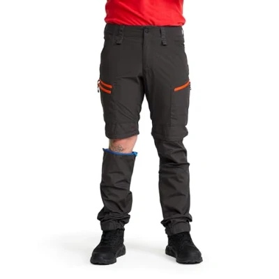 Image of RevolutionRace Men’s RVRC GP Pro Zip Off Trousers, Durable, Ventilated and Convertible Trousers for All Outdoor Activities, Grey/Orange, XXL