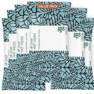 Image of Facial Wet Wipes 144 (6 Packs) Cleanser for Sweat, Dirt &amp; Makeup Refreshing, Moisturizing Cooling On the Go Hygiene Biodegradable