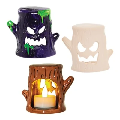 Image of Baker Ross FX641 Spooky Tree Ceramic Tealight Holders Box of 3, Halloween Crafts for Kids