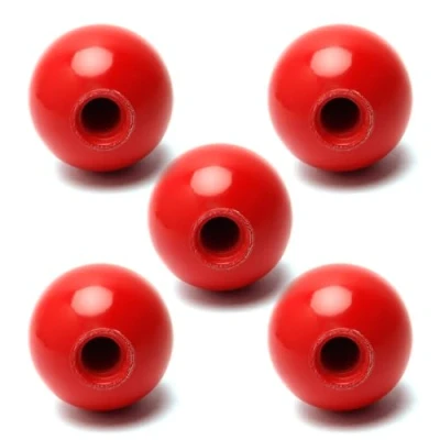 Image of Othmro 5pcs Ball Lever Knobs, M10 Female Thread Insulated Red Knob, 35mm Diameter Bakelite Knob Machine Handle Tool Replacement