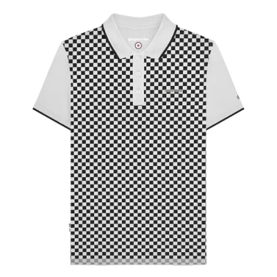Image of Lambretta Mens Checkerboard Polo Shirts (UK, Alpha, 3XL, Regular, White/Black)