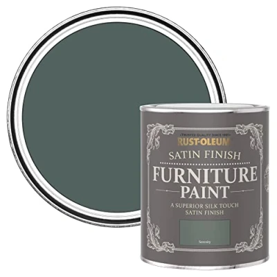 Image of Rust Oleum Green Furniture Paint in Satin Finish Serenity 750ml