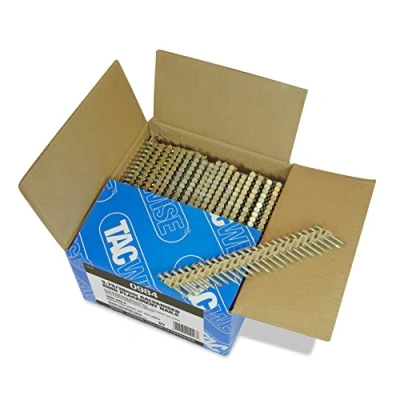 Image of Tacwise 0984 Extra Galvanised Framing Nails 3.75 / 38 mm, Positive Placement, Round Head, Ring Shank, 34 Inclined, Paper Collated, Pack of 3,000