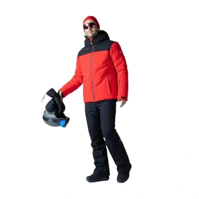 Image of Rossignol Men&#039;s Siz Ski Jacket Waterproof &amp; Breathable, Warm Winter Outdoor Jacket, Pass + 2 Hand Inside Pockets, Full Zip, Removable Hood, Sports Red, L