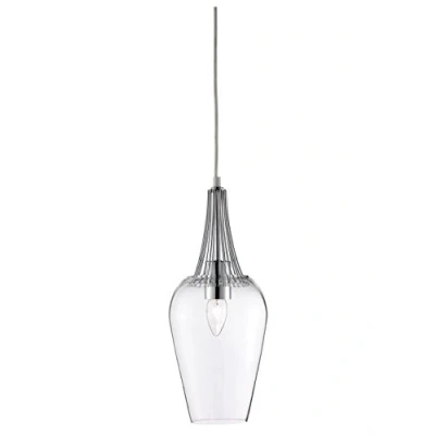Image of Whisk 1 Light Ceiling Pendant Chrome with Clear Glass Shade, E27