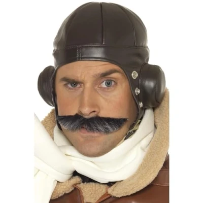 Image of Smiffys Flying Helmet, Brown , 1940&#039;s Wartime Fancy Dress, Adult Dress Up Hats