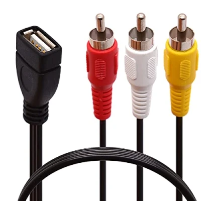 Image of Tomost USB to 3 RCA Cable 2.0 Female 3RCA Male Video AV Camcorder Adapter Cord for TV PC DVD (1.5 Meter)