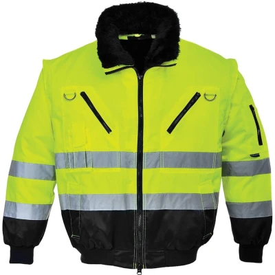 Image of Portwest HI Vis 3 in 1 Pilot Jacket Yellow/Black XXL