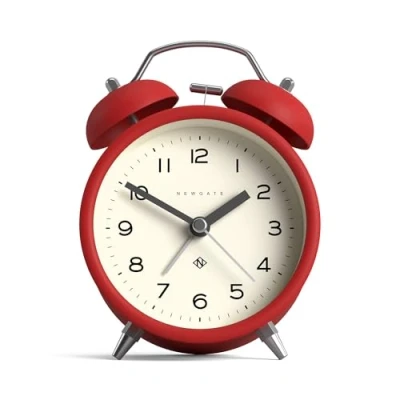 Image of NEWGATE ® Charlie Bell Echo Alarm Small contemporary Bedside Clock Bedroom Accessories Clocks Desk Mantel Arabic numerals (Red)