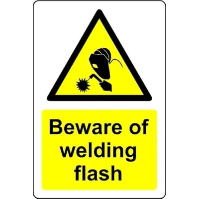 Image of Beware of welding flash welder safety sign 1mm Plastic (200mm x 150mm)