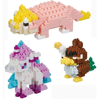Image of nanoblock 3 Set Bundle Slowpoke, Galarian Farfetch&#039;d and Ponyta Adjustable Pokemon Characters (Japan Import)