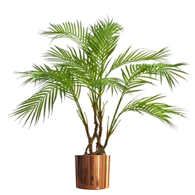 Image of Leaf Design UK Large Realistic Artificial Palm Tree, Natural Areca Copper, 90cm