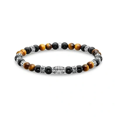 Image of Thomas Sabo Unisex Bracelet Elements Tiger‘s Eye 925 Sterling Silver, Blackened A2087 507 7