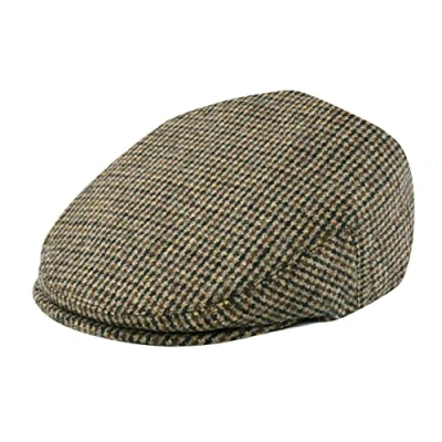 Image of FEINION Men&#039;s Wool Tweed Newsboy Ivy Cap Gatsby Golf Flat Hat, T houndstooth Khaki, 7.25