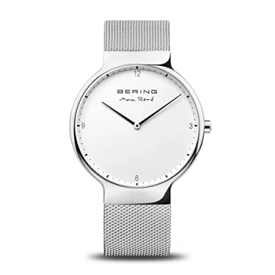 Image of BERING Men Analog Quartz Max René Collection Watch with stainless steel Strap and Sapphire Crystal 15540 004, Silver/White, 40 mm