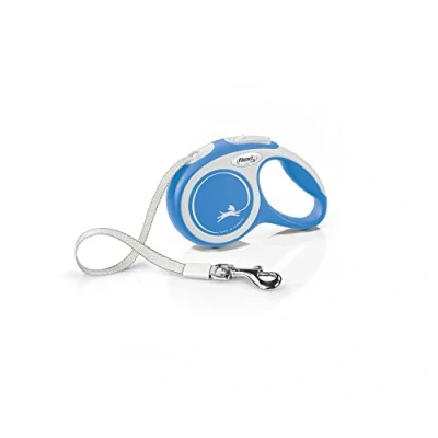 Image of Flexi New Comfort Tape Grey &amp; Blue Extra Small 3m Retractable Dog Leash/Lead for Dogs up to 12kgs/26lbs